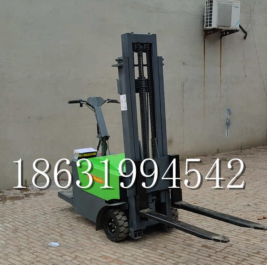 儋州市优程全电动叉车插腿式堆高车液压装卸车1.5吨升高小型站驾式铲车